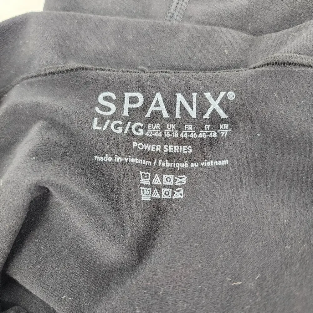 Spanx Power Series High Waisted Mid Thigh Black Shapewear Shorts Size Large